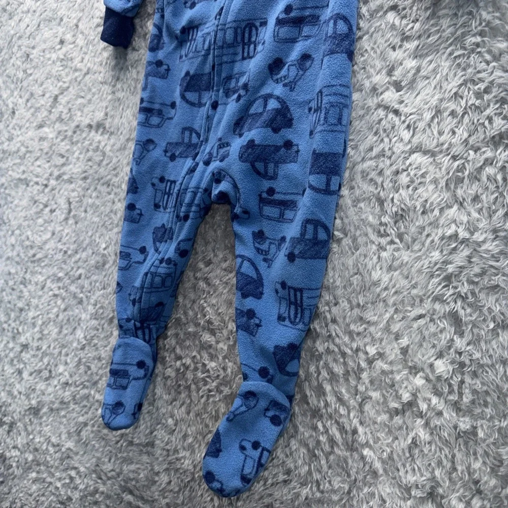 Carter's Blue Fleece Car Vehicle Footed Pajamas Full Zip 6 M